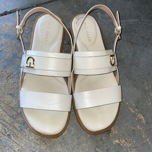 Cole Haan Cream Leather Buckle Sandals